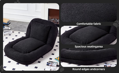 Folding Sofa Chair with 5 Adjustable Positions Plush Floor Lounge Chair for Gaming, Meditation, and Relaxation