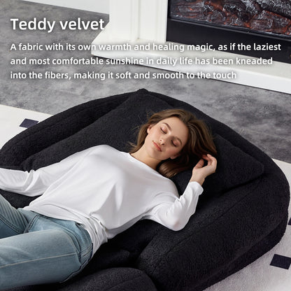 Folding Sofa Chair with 5 Adjustable Positions Plush Floor Lounge Chair for Gaming, Meditation, and Relaxation