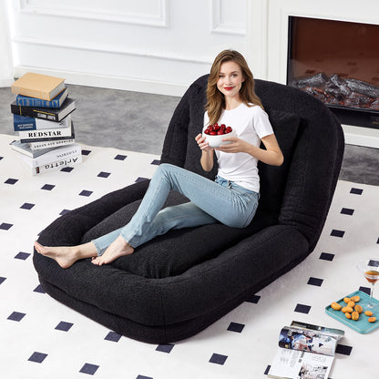 Folding Sofa Chair with 5 Adjustable Positions Plush Floor Lounge Chair for Gaming, Meditation, and Relaxation