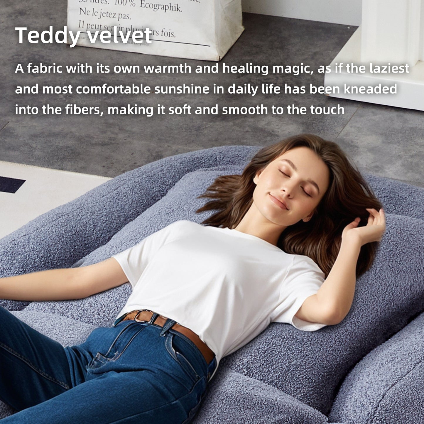 Folding Sofa Chair with 5 Adjustable Positions Plush Floor Lounge Chair for Gaming, Meditation, and Relaxation