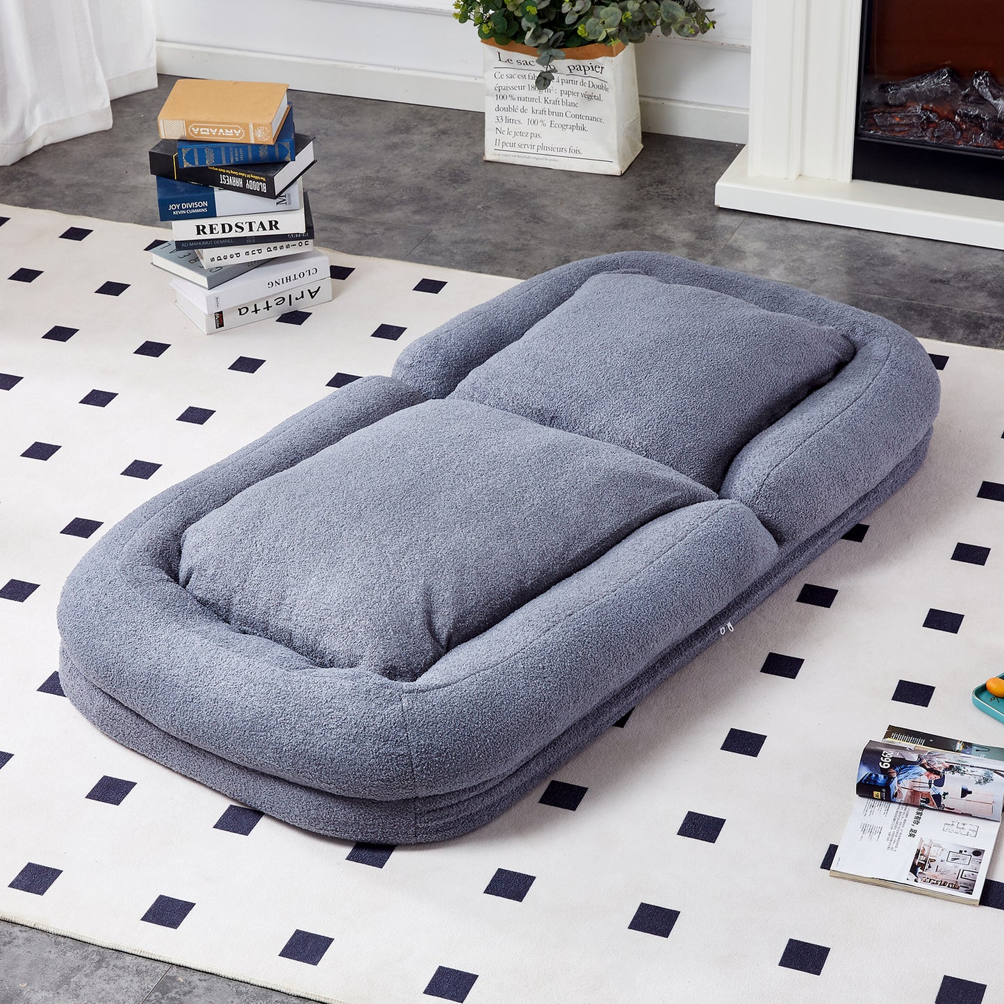 Folding Sofa Chair with 5 Adjustable Positions Plush Floor Lounge Chair for Gaming, Meditation, and Relaxation