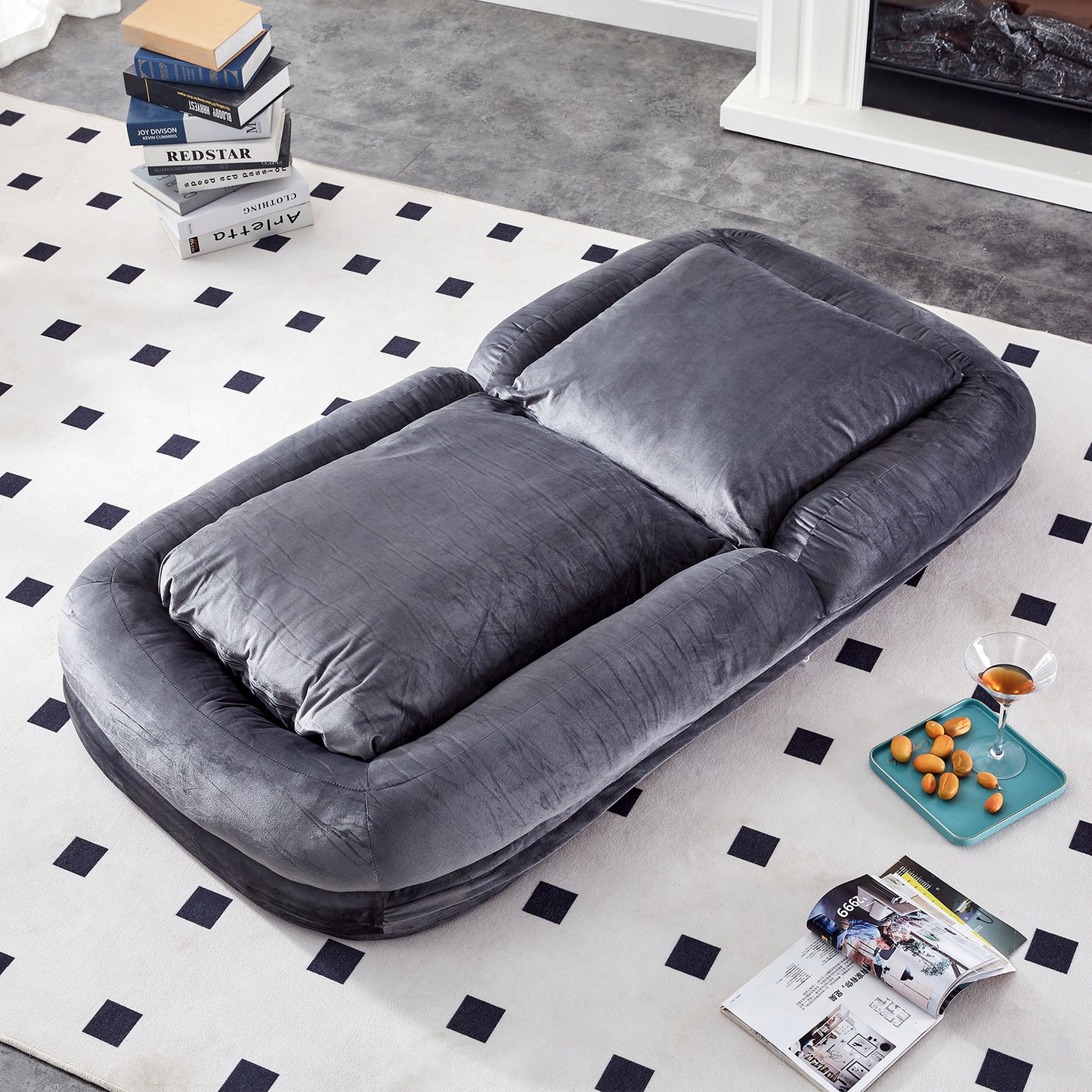 Folding Sofa Chair with 5 Adjustable Positions Plush Floor Lounge Chair for Gaming, Meditation, and Relaxation