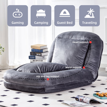Folding Sofa Chair with 5 Adjustable Positions Plush Floor Lounge Chair for Gaming, Meditation, and Relaxation