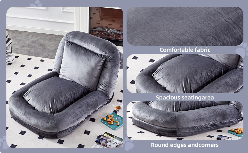 Folding Sofa Chair with 5 Adjustable Positions Plush Floor Lounge Chair for Gaming, Meditation, and Relaxation