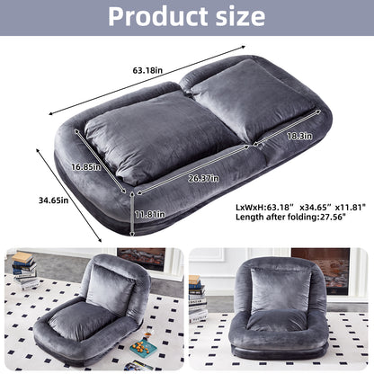 Folding Sofa Chair with 5 Adjustable Positions Plush Floor Lounge Chair for Gaming, Meditation, and Relaxation
