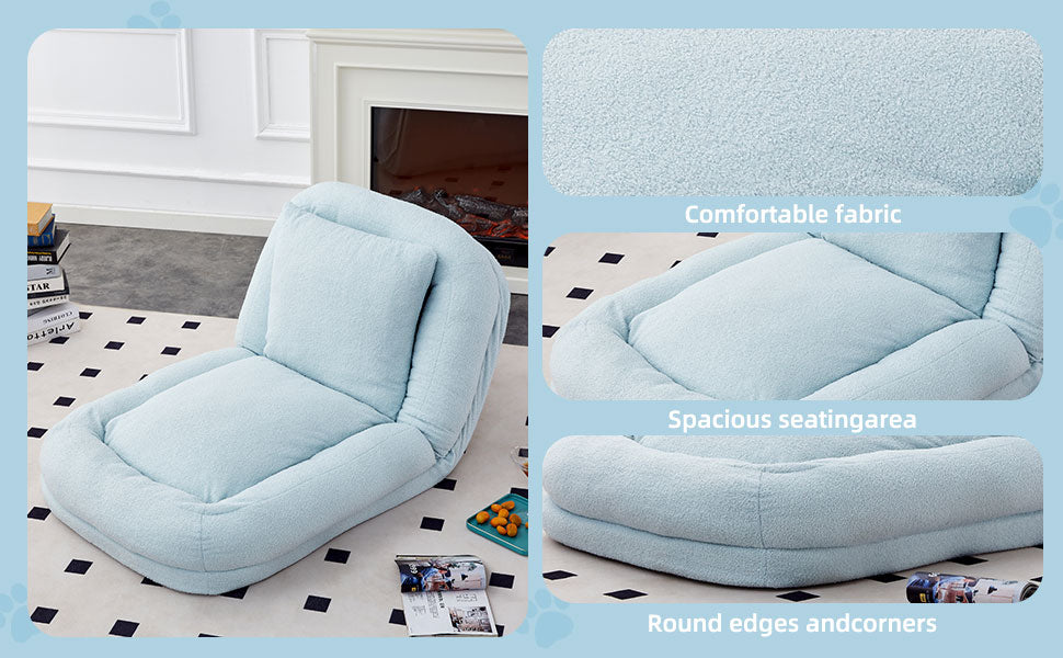 Folding Sofa Chair with 5 Adjustable Positions Plush Floor Lounge Chair for Gaming, Meditation, and Relaxation