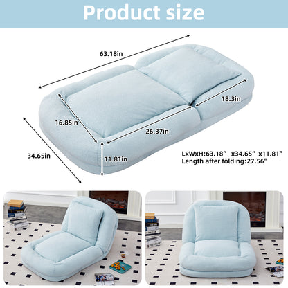 Folding Sofa Chair with 5 Adjustable Positions Plush Floor Lounge Chair for Gaming, Meditation, and Relaxation