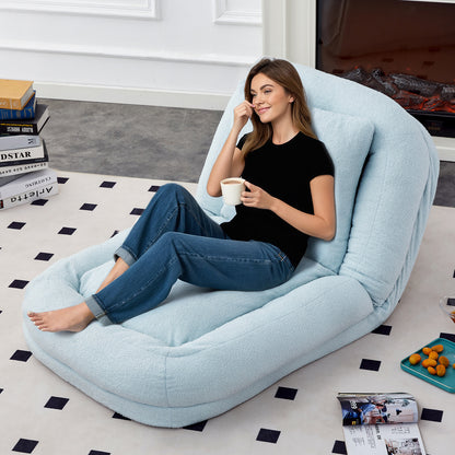 Folding Sofa Chair with 5 Adjustable Positions Plush Floor Lounge Chair for Gaming, Meditation, and Relaxation