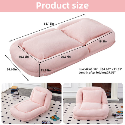 Folding Sofa Chair with 5 Adjustable Positions Plush Floor Lounge Chair for Gaming, Meditation, and Relaxation