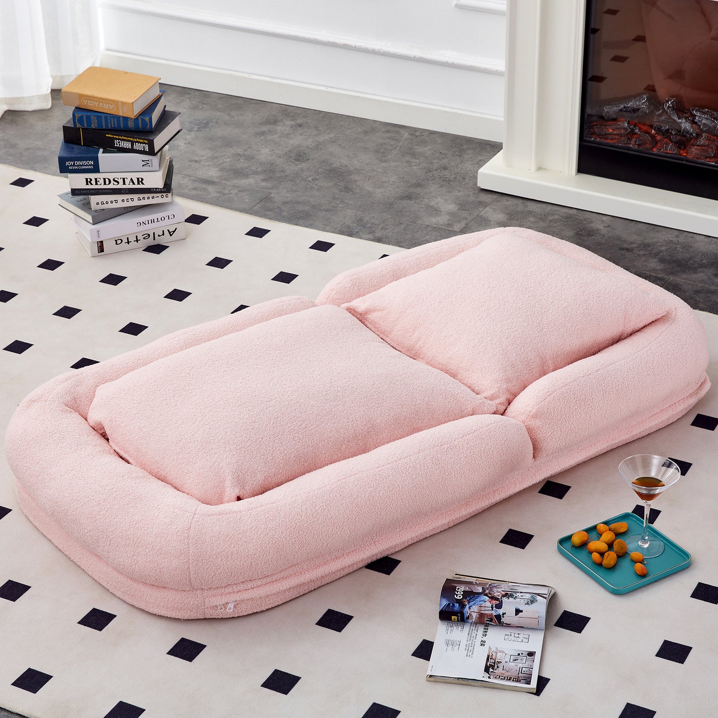 Folding Sofa Chair with 5 Adjustable Positions Plush Floor Lounge Chair for Gaming, Meditation, and Relaxation