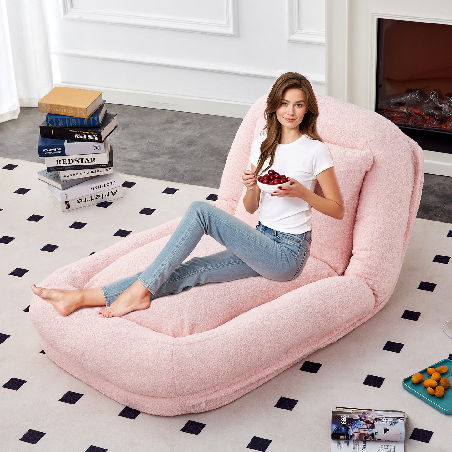 Folding Sofa Chair with 5 Adjustable Positions Plush Floor Lounge Chair for Gaming, Meditation, and Relaxation