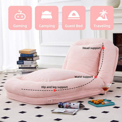 Folding Sofa Chair with 5 Adjustable Positions Plush Floor Lounge Chair for Gaming, Meditation, and Relaxation