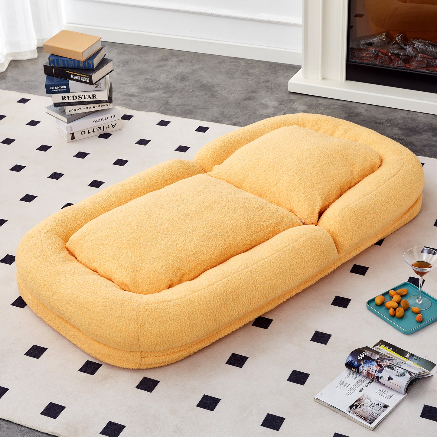 Folding Sofa Chair with 5 Adjustable Positions Plush Floor Lounge Chair for Gaming, Meditation, and Relaxation