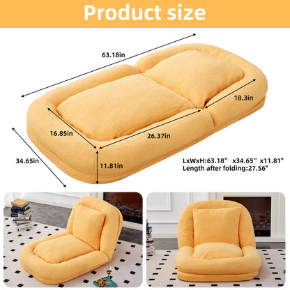 Folding Sofa Chair with 5 Adjustable Positions Plush Floor Lounge Chair for Gaming, Meditation, and Relaxation