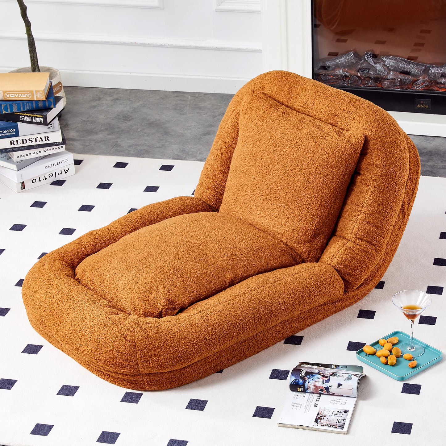 Folding Sofa Chair with 5 Adjustable Positions Plush Floor Lounge Chair for Gaming, Meditation, and Relaxation