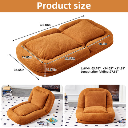 Folding Sofa Chair with 5 Adjustable Positions Plush Floor Lounge Chair for Gaming, Meditation, and Relaxation