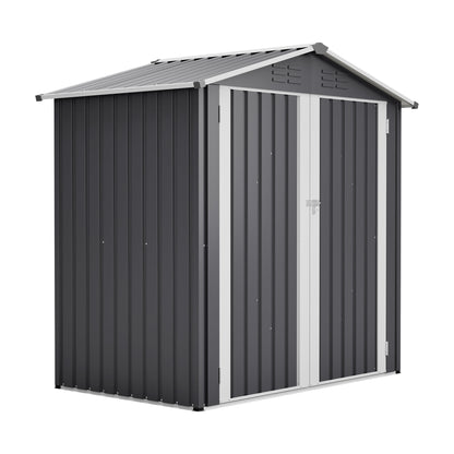 Metal Outdoor Storage Shed 6 x 4 FT Metal Shed with Lockable Door,Waterproof Garden Tool Shed Storage House for Backyard Patio Lawn,Gray