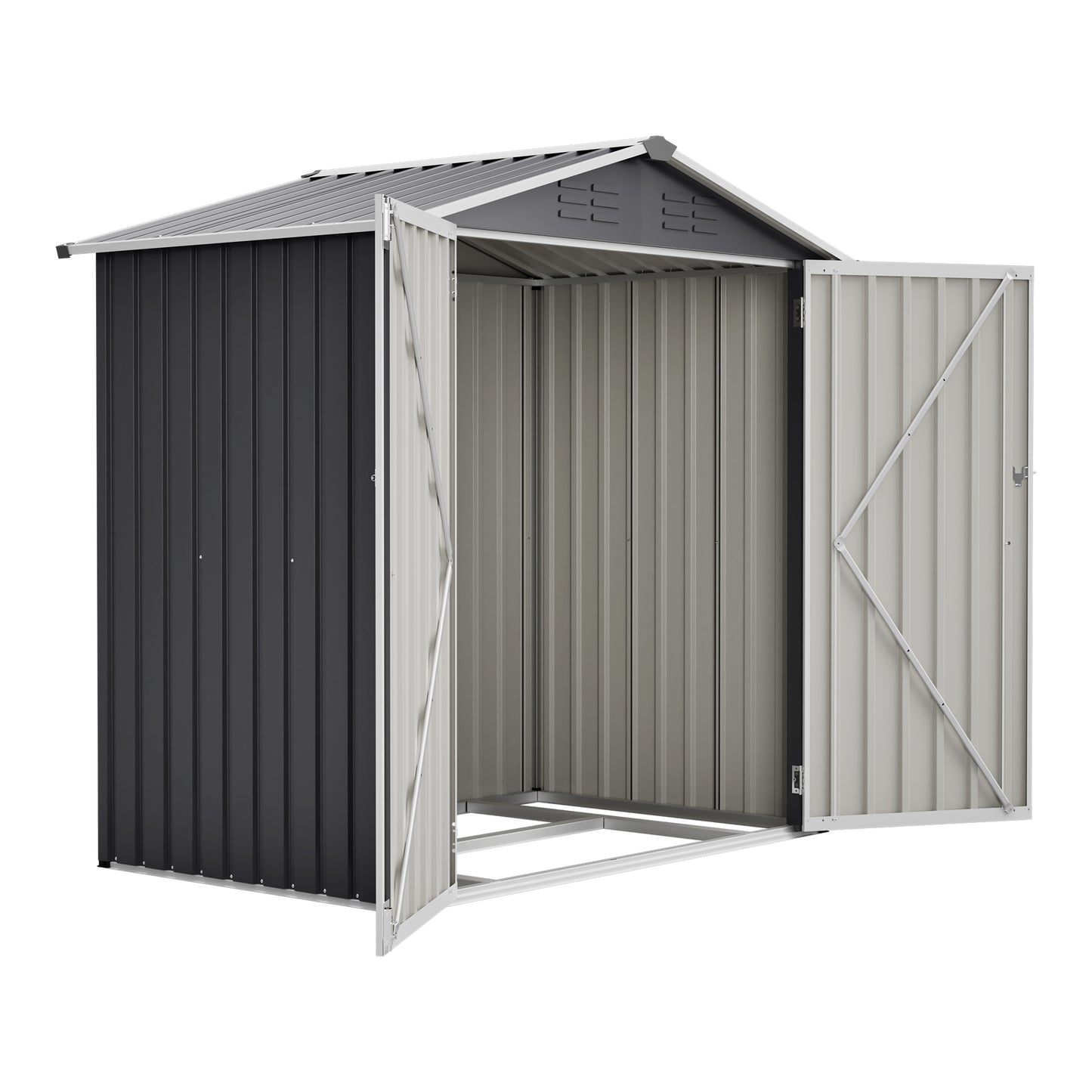 Metal Outdoor Storage Shed 6 x 4 FT Metal Shed with Lockable Door,Waterproof Garden Tool Shed Storage House for Backyard Patio Lawn,Gray