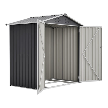 Metal Outdoor Storage Shed 6 x 4 FT Metal Shed with Lockable Door,Waterproof Garden Tool Shed Storage House for Backyard Patio Lawn,Gray