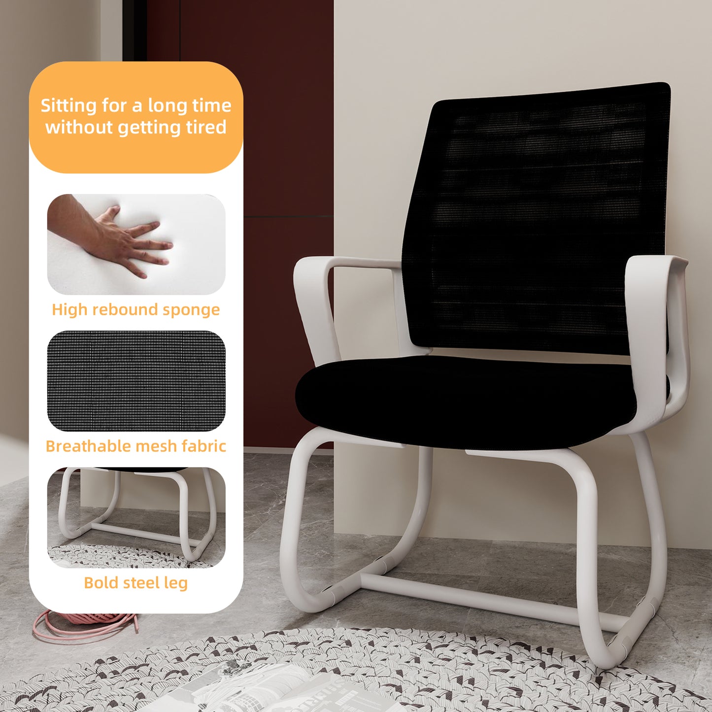 Minimalist Modern Office Chair – Metal Frame, Soft & Comfortable, Home & Office Use, Multiple Colors Available