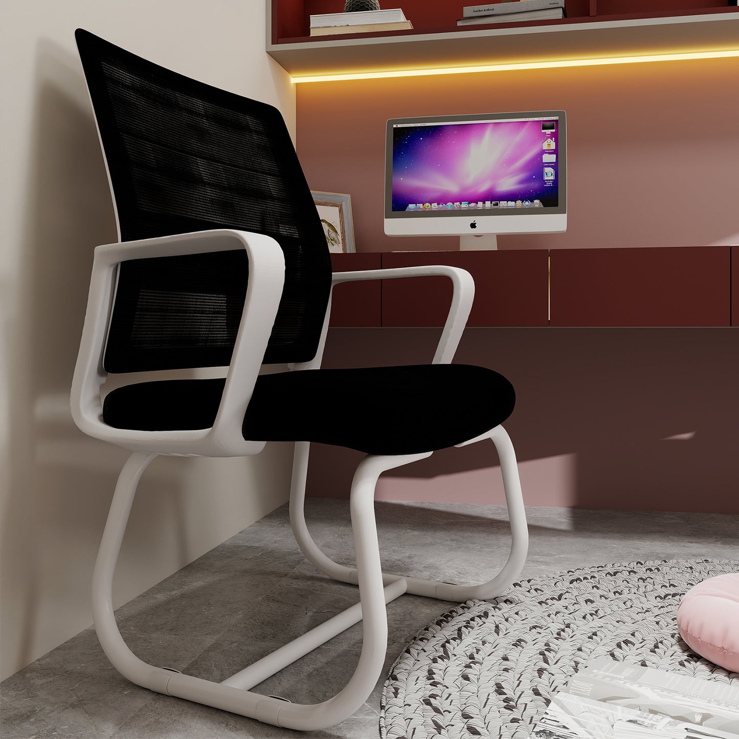 Minimalist Modern Office Chair – Metal Frame, Soft & Comfortable, Home & Office Use, Multiple Colors Available