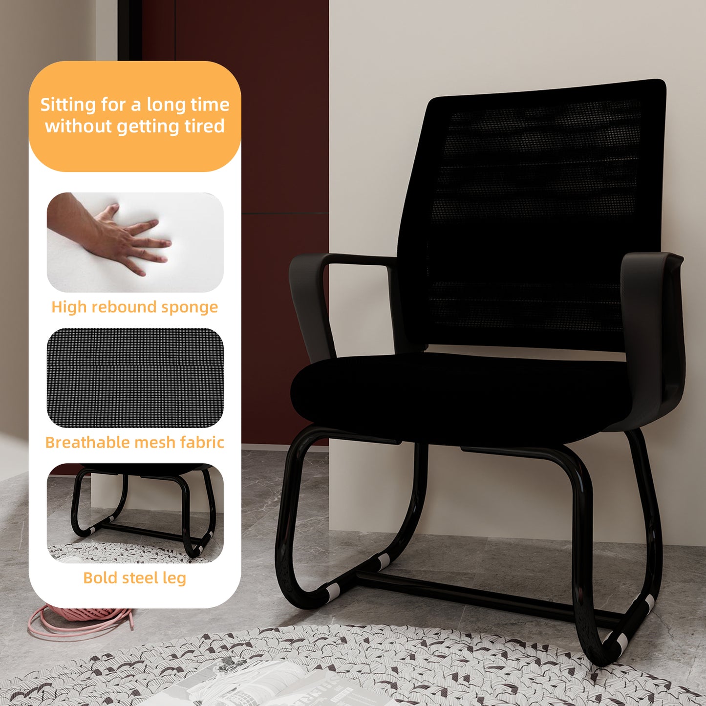 Minimalist Modern Office Chair – Metal Frame, Soft & Comfortable, Home & Office Use, Multiple Colors Available