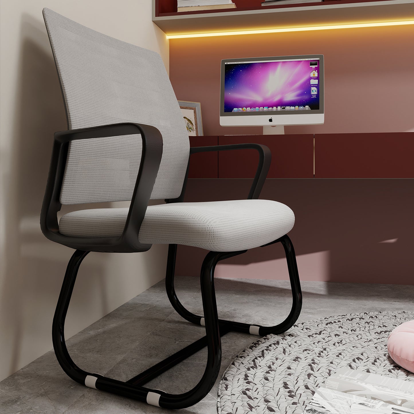 Minimalist Modern Office Chair – Metal Frame, Soft & Comfortable, Home & Office Use, Multiple Colors Available