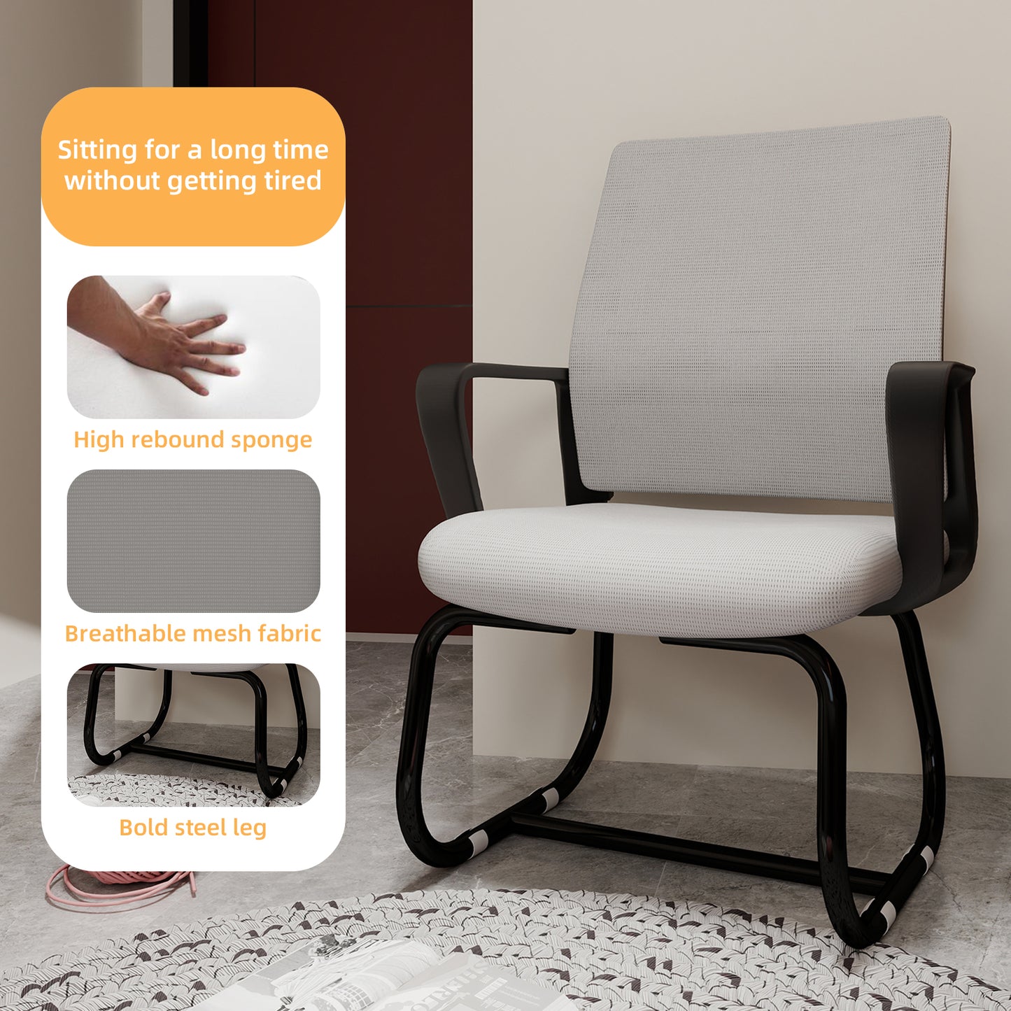 Minimalist Modern Office Chair – Metal Frame, Soft & Comfortable, Home & Office Use, Multiple Colors Available