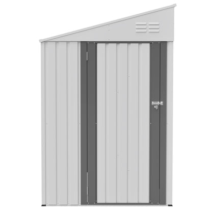 White 4' x 7' Lean-To Storage Shed, Heavy-Duty Metal Outdoor Garden & Bike Shed with Lockable Door, Easy Assembly Backyard Storage Solution