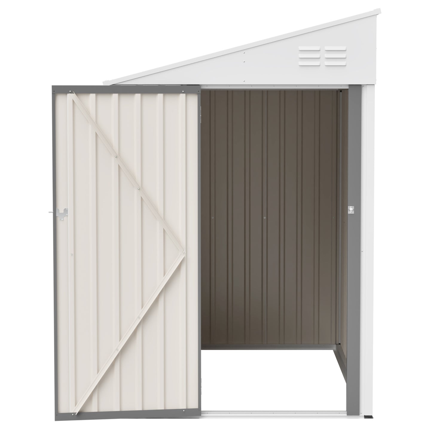 White 4' x 7' Lean-To Storage Shed, Heavy-Duty Metal Outdoor Garden & Bike Shed with Lockable Door, Easy Assembly Backyard Storage Solution