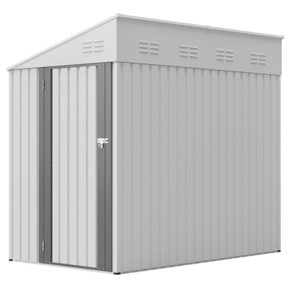 White 4' x 7' Lean-To Storage Shed, Heavy-Duty Metal Outdoor Garden & Bike Shed with Lockable Door, Easy Assembly Backyard Storage Solution