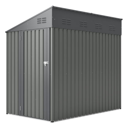 4x7 Foot Lean-To Shed in Olive grey, Heavy-Duty Steel Outdoor Storage for Garden Tools & Bicycles, Maximize Your Backyard & Patio Space with All-Weather Protection