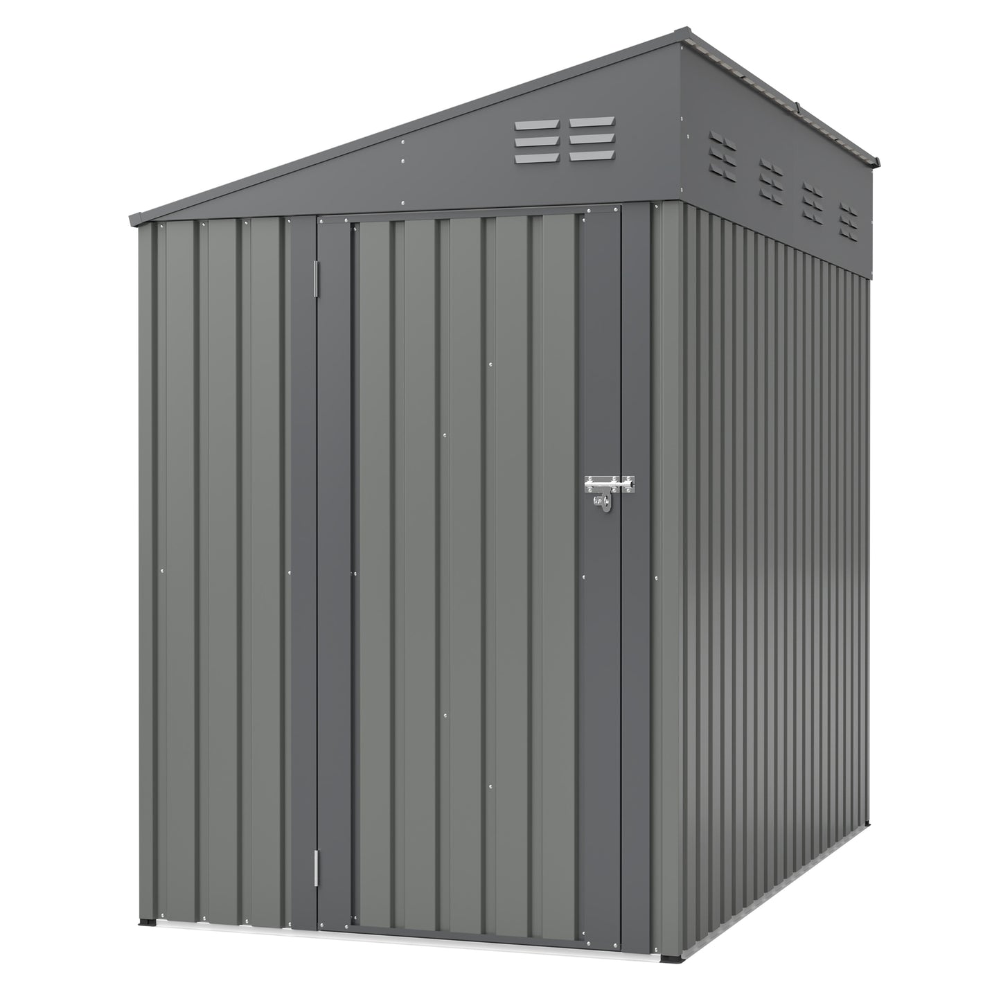 4x7 Foot Lean-To Shed in Olive grey, Heavy-Duty Steel Outdoor Storage for Garden Tools & Bicycles, Maximize Your Backyard & Patio Space with All-Weather Protection