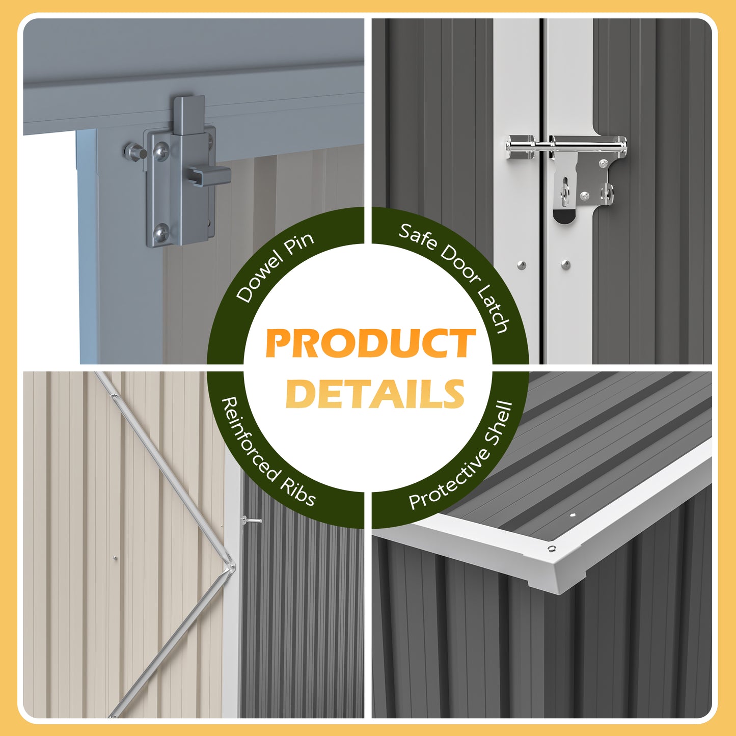 10'x4' Outdoor Metal Storage Shed for Garden Tools Lockable Door With Floor Frame