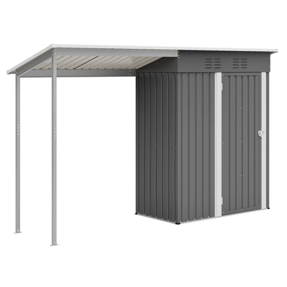 Durable 5x3FT Galvanized Steel Shed & Gazebo Combo, Easy Assembly Lean-To Storage with Open Pergola, All-Weather 2-in-1 Garden Shed for Tool Storage, Patio, Backyard