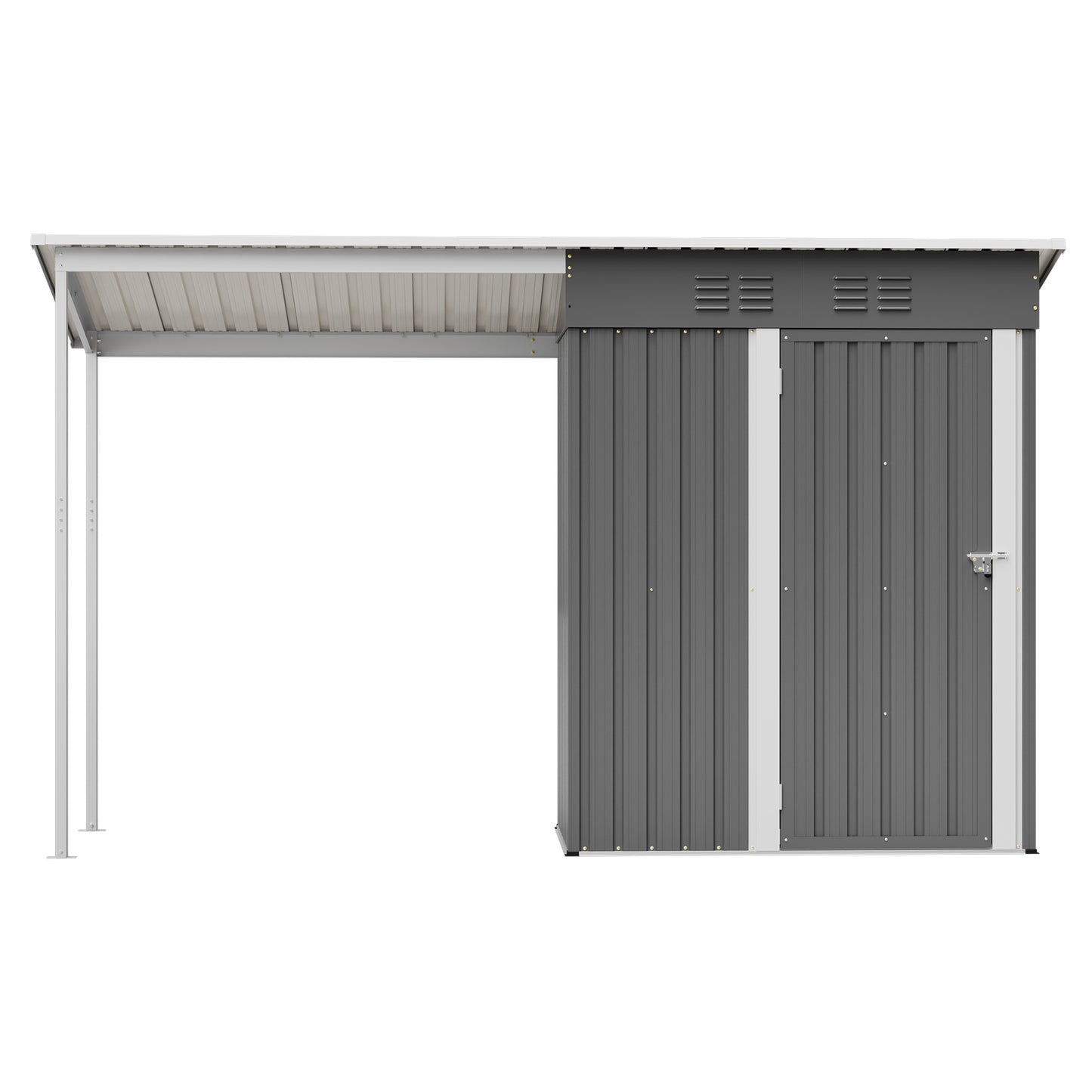 Durable 5x3FT Galvanized Steel Shed & Gazebo Combo, Easy Assembly Lean-To Storage with Open Pergola, All-Weather 2-in-1 Garden Shed for Tool Storage, Patio, Backyard