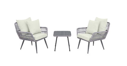 3-Piece Conversation Set in Gray and Cream