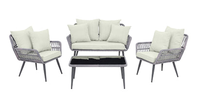 4-Piece Conversation Set in Gray and Cream