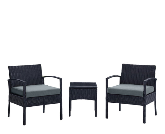 3-Piece Conversation Set in Black and Gray