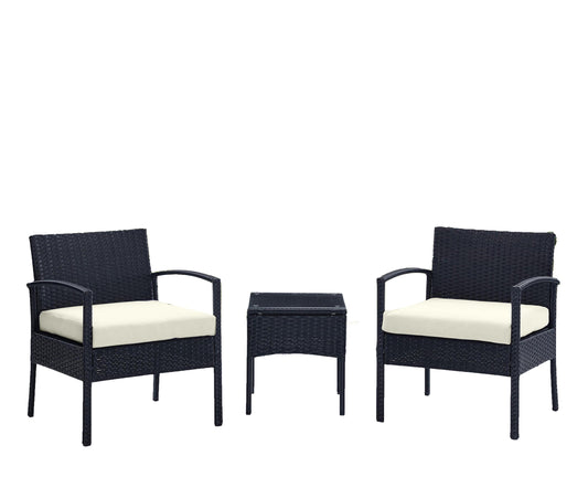 3-Piece Conversation Set in Black and Cream