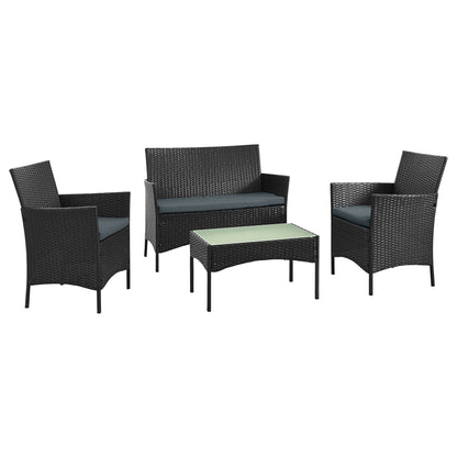 4-Piece Conversation Set in Black and Gray