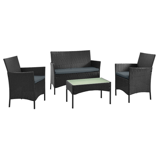 4-Piece Conversation Set in Black and Gray