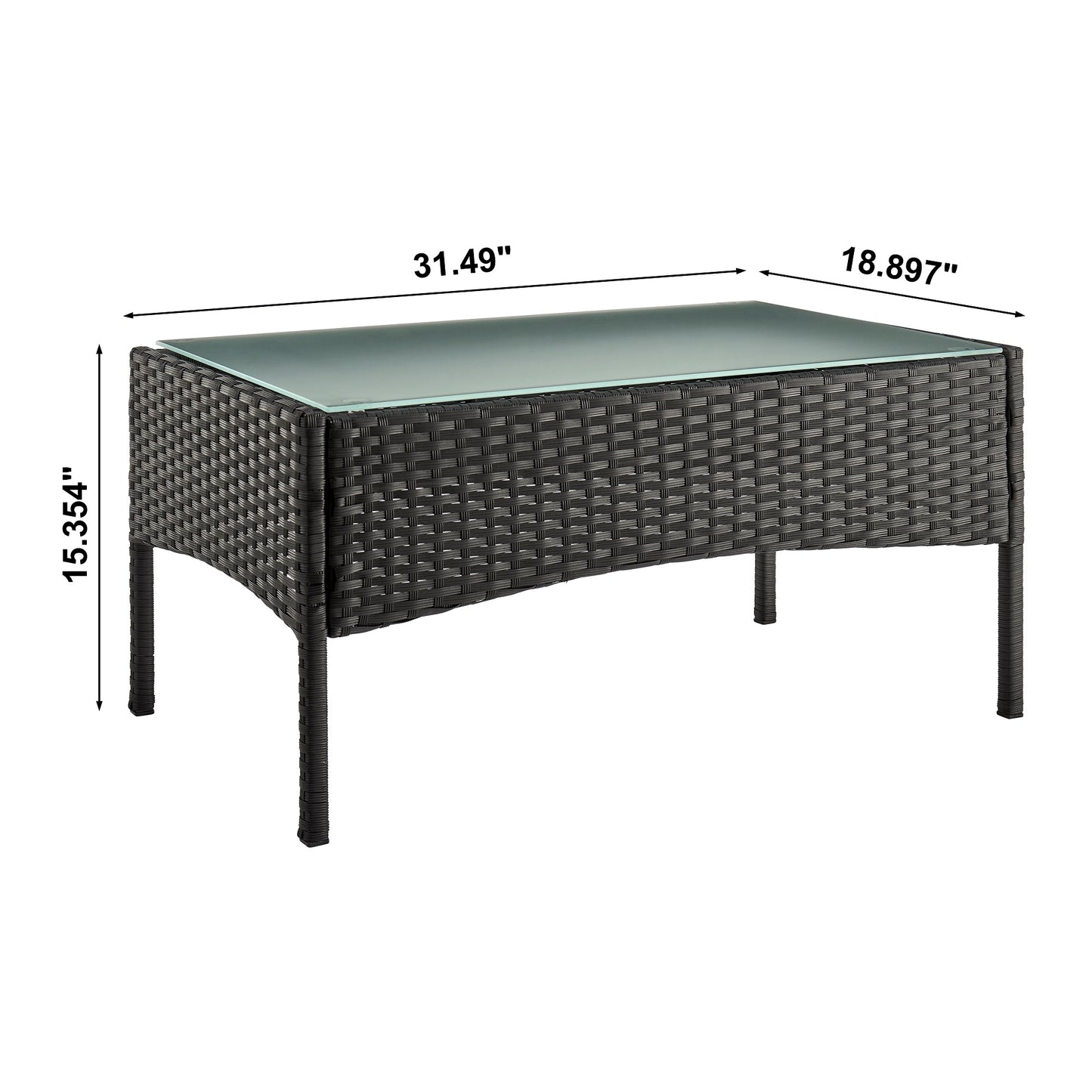 4-Piece Conversation Set in Black and Gray