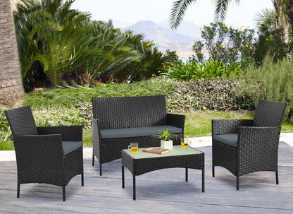 4-Piece Conversation Set in Black and Gray