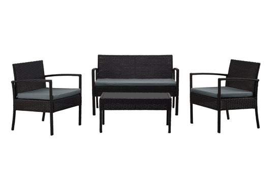 4-Piece Conversation Set in Black and Gray