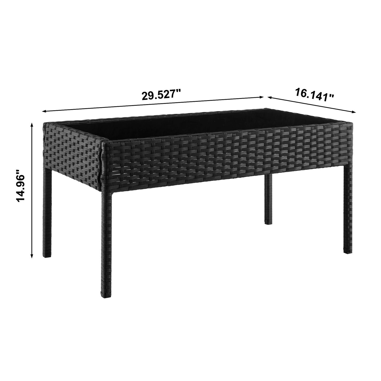 4-Piece Conversation Set in Black and Gray