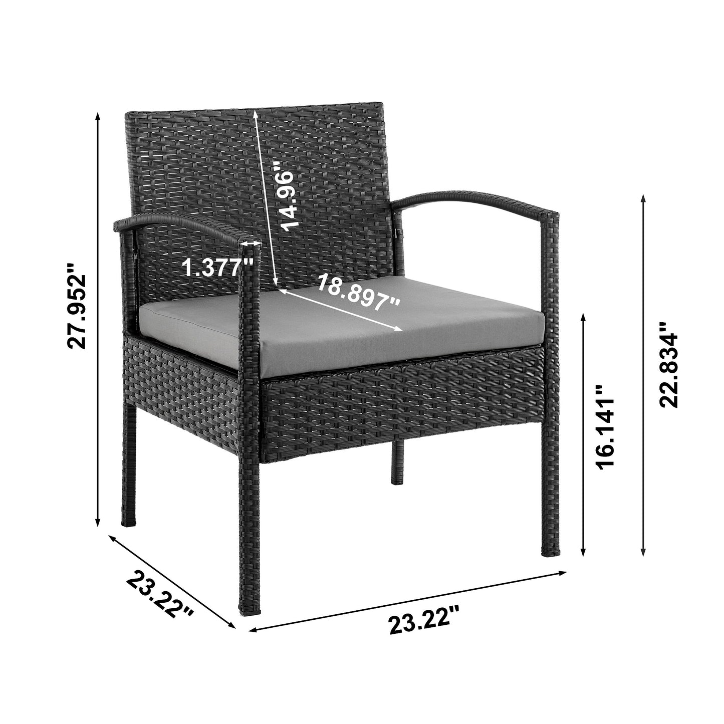 4-Piece Conversation Set in Black and Gray