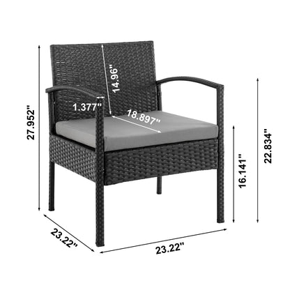 4-Piece Conversation Set in Black and Gray