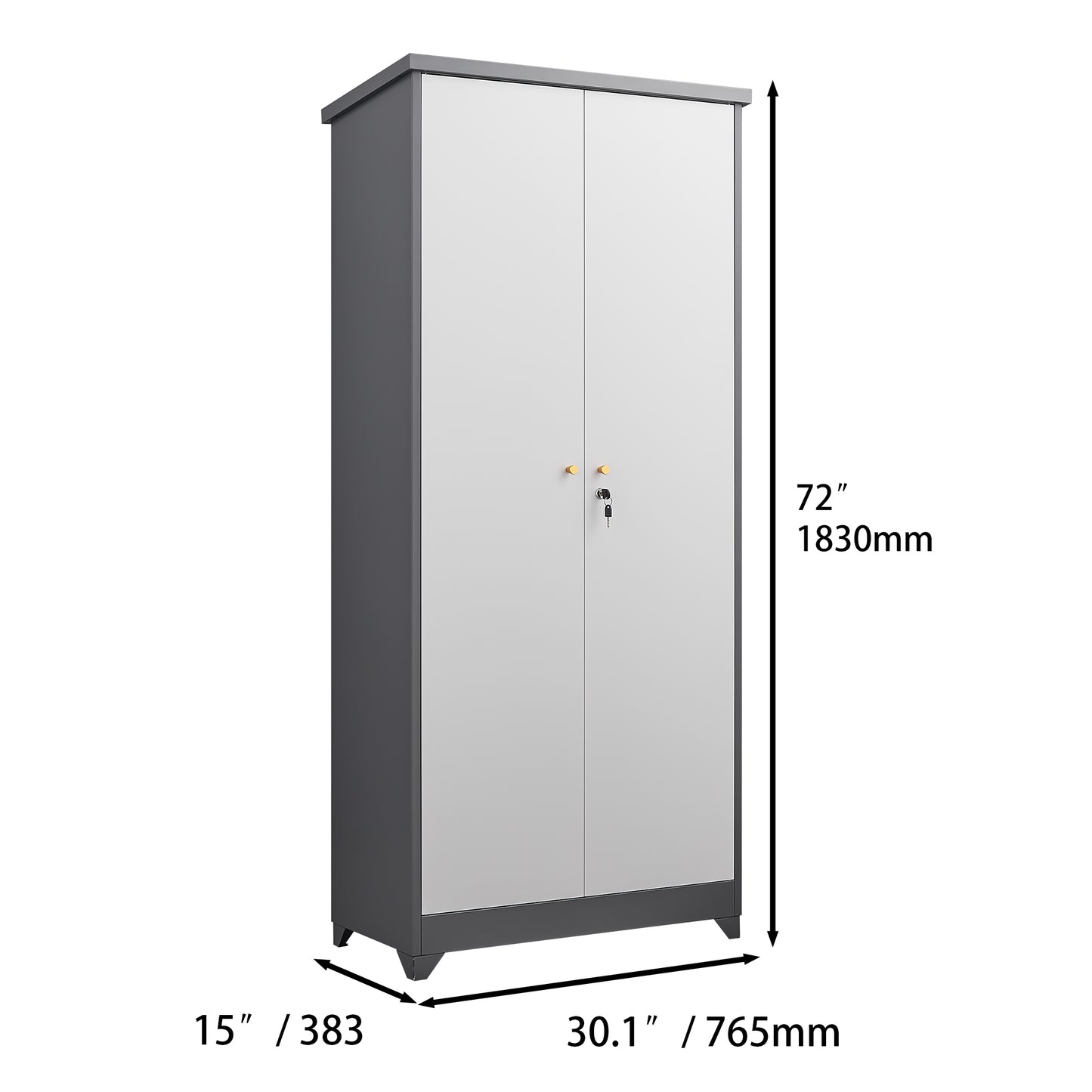 Metal Outdoor Cabinet, Made Of Stainless Steel, Large Capacity, Secure Lock For Anti-theft, Waterproof And Moisture-proof, With Shelves, Cleaning Tool Storage Cabinet, Vertical Tall Garden Cabinet.