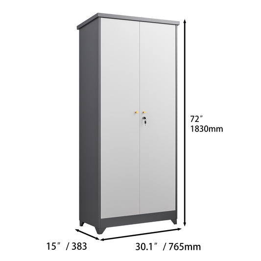 Metal Outdoor Cabinet, Made Of Stainless Steel, Large Capacity, Secure Lock For Anti-theft, Waterproof And Moisture-proof, With Shelves, Cleaning Tool Storage Cabinet, Vertical Tall Garden Cabinet.